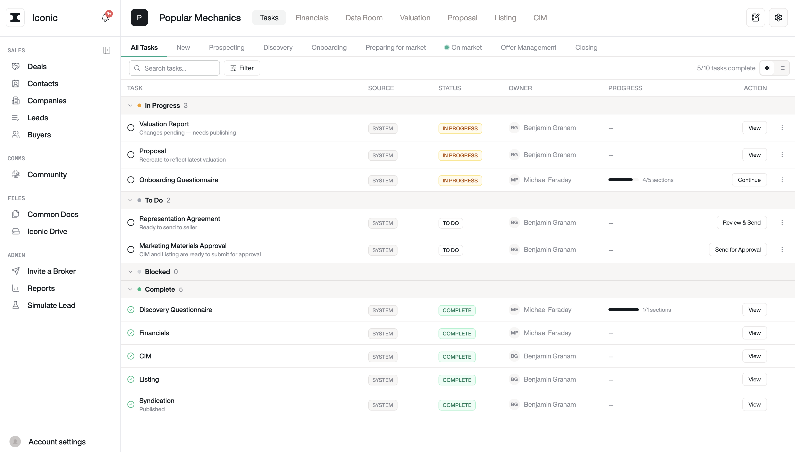 Iconic admin dashboard